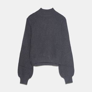 Mock Neck Cropped Sweater